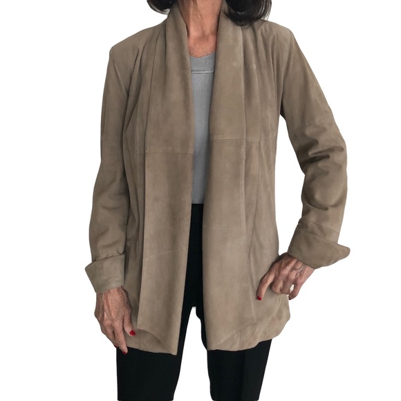 St. John Tan Suede Belted Jacket - Picture 3 of 5